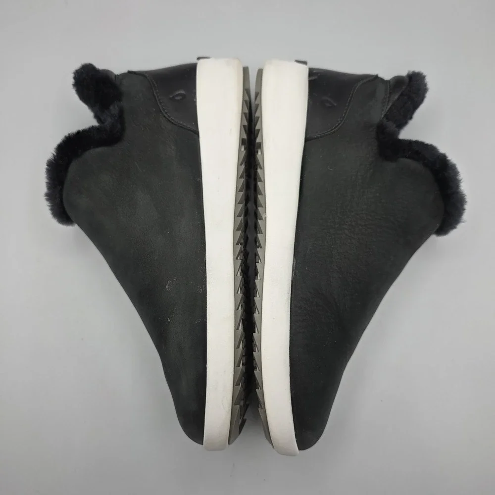 Olukai Malua Hulu Booties Womens 6.5 Black Leather Sheepskin Lined Warm Winter‎